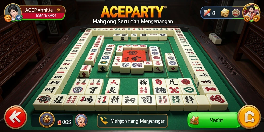 Tangkapan layar gameplay ACEPARTY yang menunjukkan keseruan permainan Mahjong.