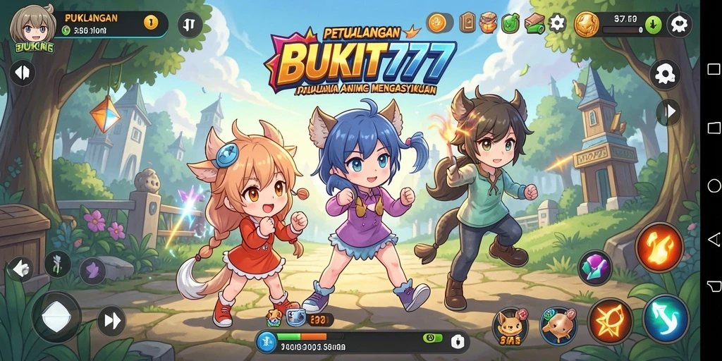Tangkapan layar gameplay BUKIT777 menampilkan karakter Anime dalam aksi.