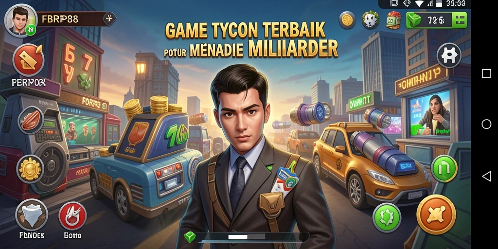 Screenshot gameplay FBRP88 menampilkan manajemen bisnis yang seru.