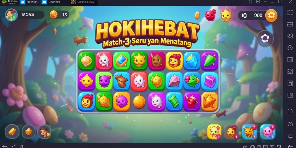 Tampilan gameplay HOKIHEBAT dengan aksi Match-3 yang seru.