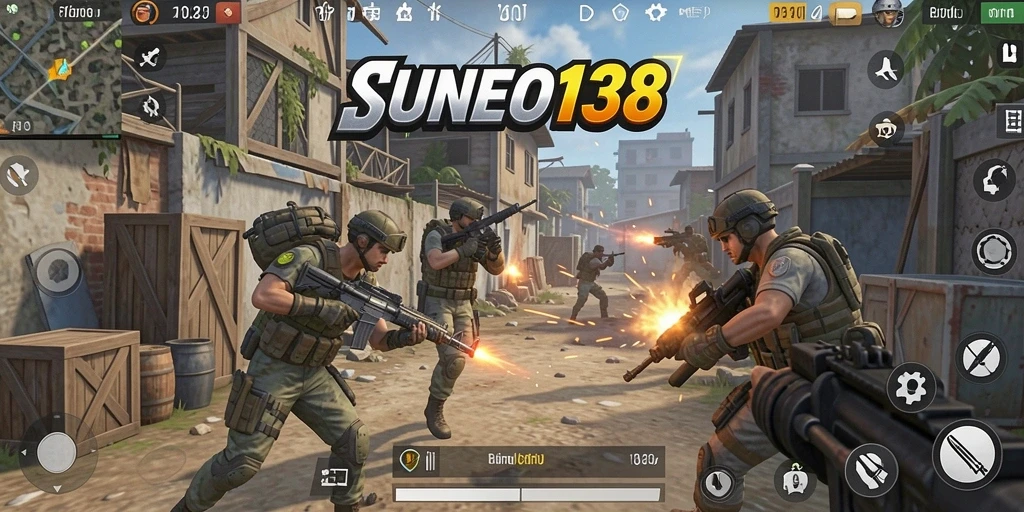 Tangkapan layar permainan SUNEO138 menampilkan aksi seru di arena Battle Royale.